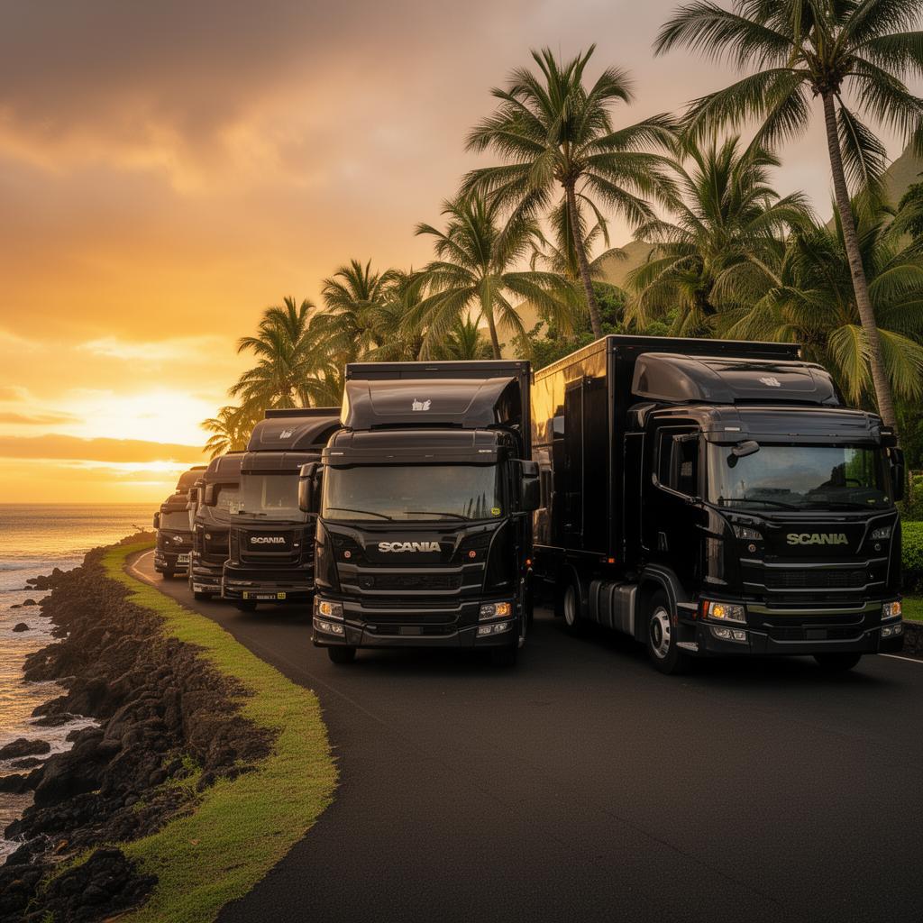 Bee distribution fleet at sunset